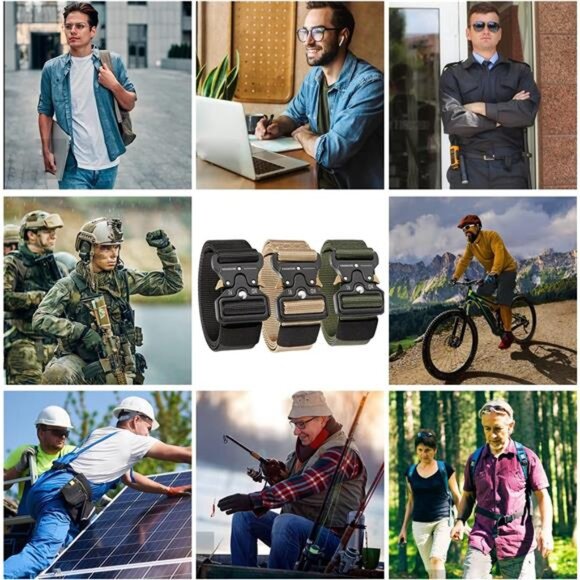 Men's Tactical Belt Heavy Duty WebbingBelt Adjustable Military Style Nylon Belts - Picture 6 of 7